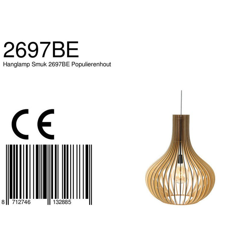 Pendant Muzzle metal light wood E27