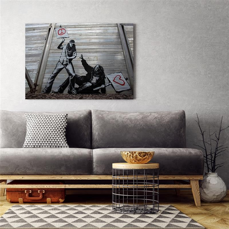 Canvas print, Fighting peace with love banksy mural