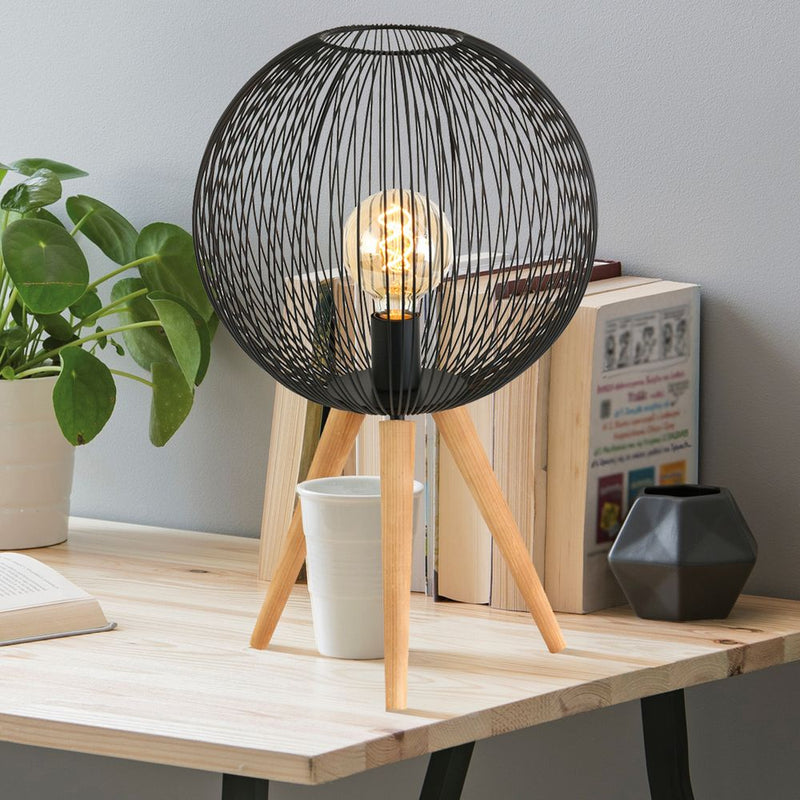 Table lamp Sputnik wood light wood E27