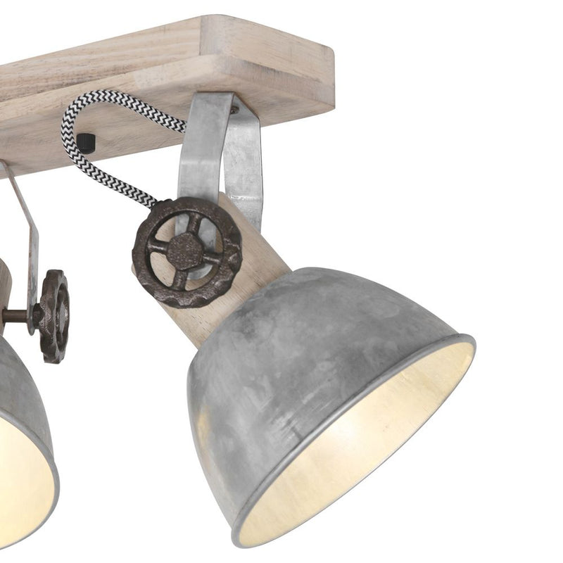 Spotlight Gearwood metal light wood E27 4 lamps