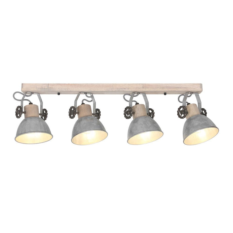 Spotlight Gearwood metal light wood E27 4 lamps