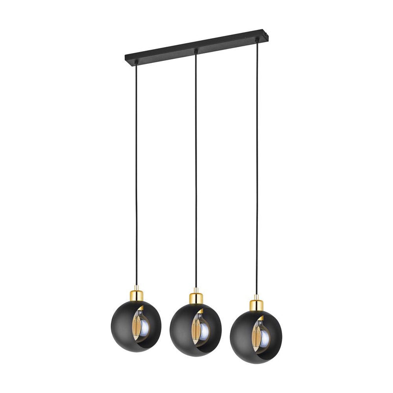 Linear suspension CYKLOP metal black E27 3 lamps