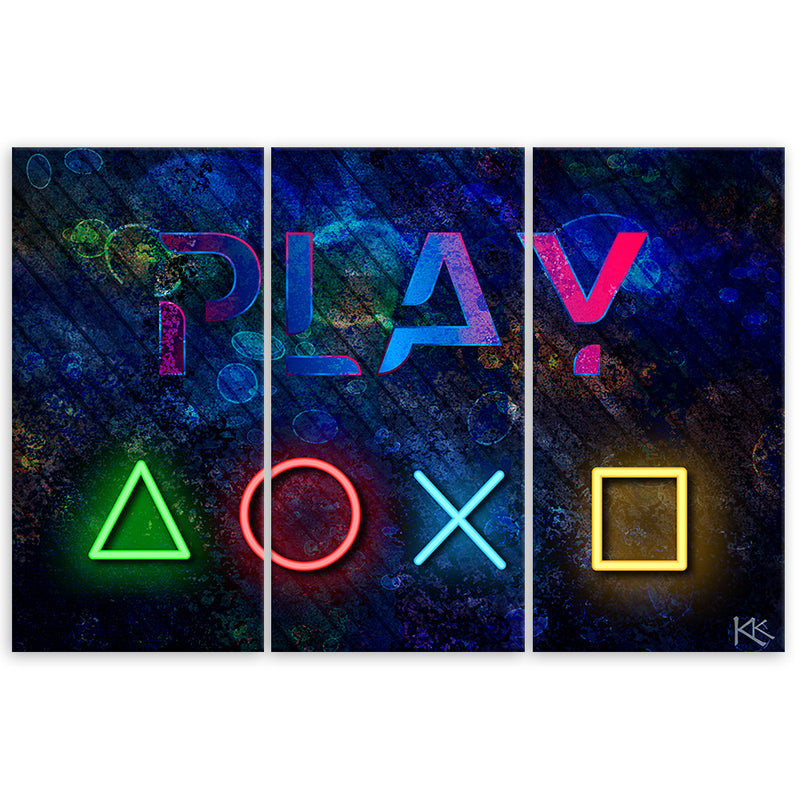 Three piece picture canvas print, Buttons for the pad and Play text