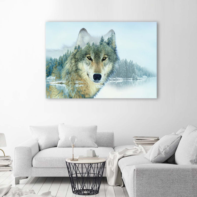 Deco panel print, Wolf in the mountains