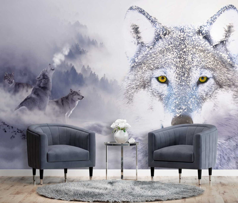 Wallpaper, Wolf in fog Nature Animals
