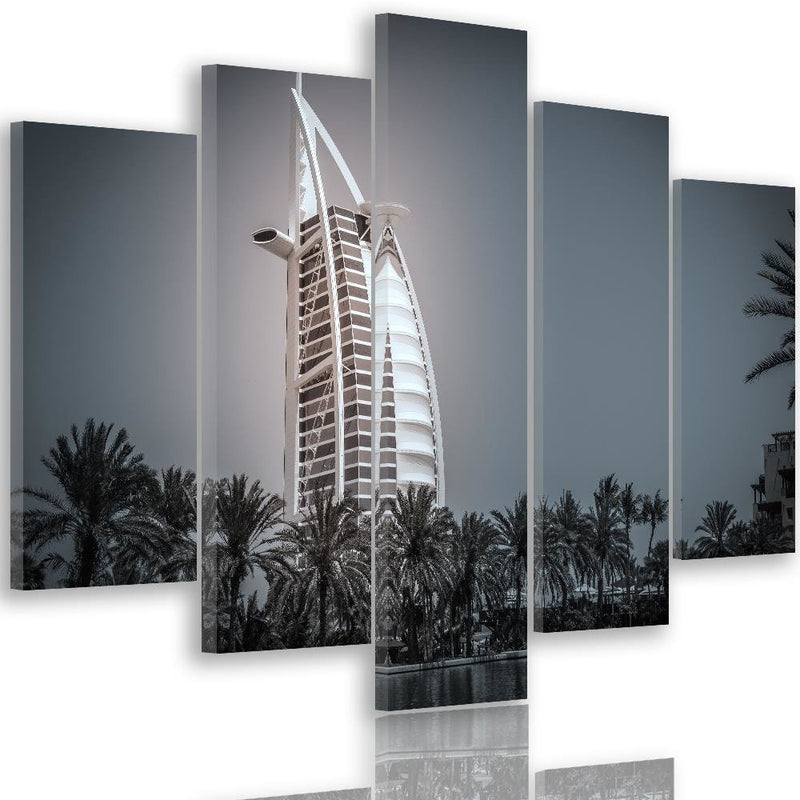 Cuadro en lienzo de cinco piezas, Hotel moderno en Dubai