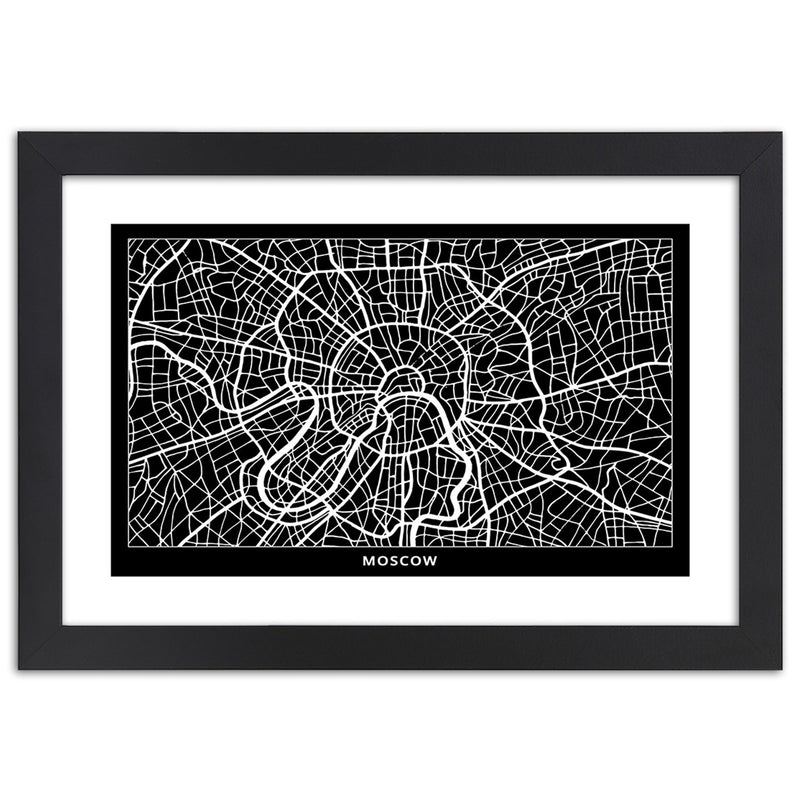 Picture in black frame, City plan moscow