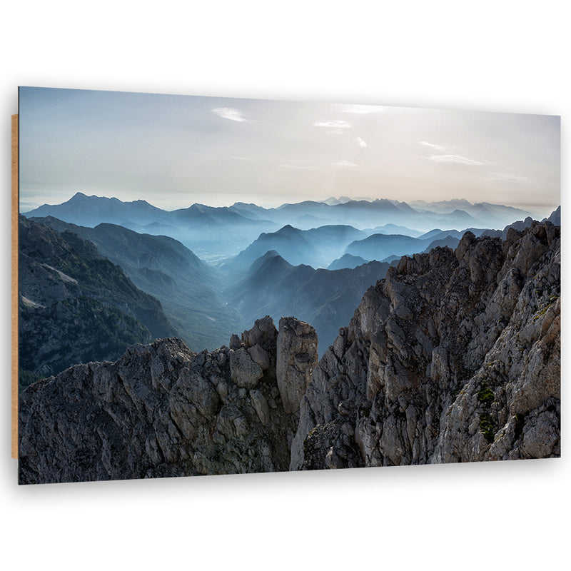Estampado de panel decorativo, Picos de montaña en las nubes