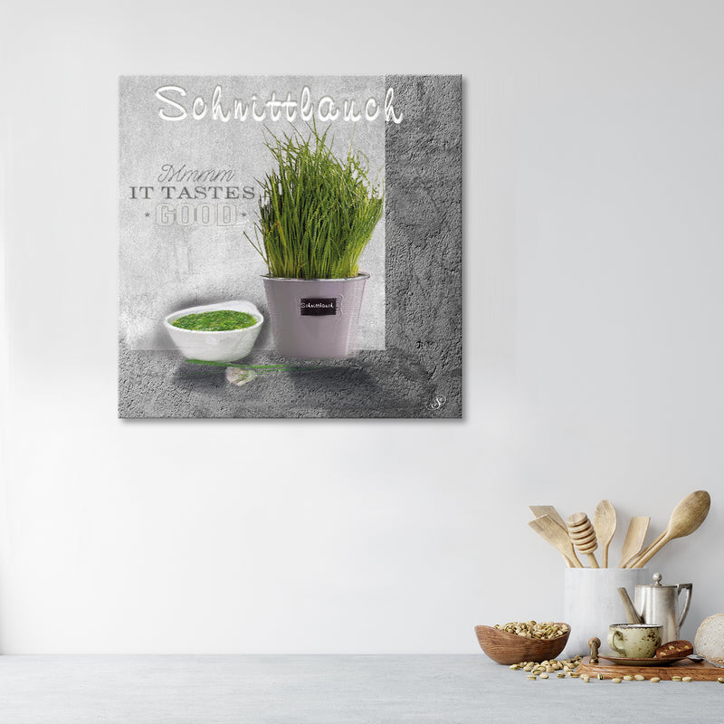 Canvas print, Chives kitchen spices