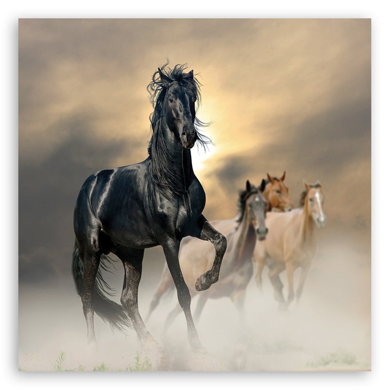 Deco panel print, Herd of horses