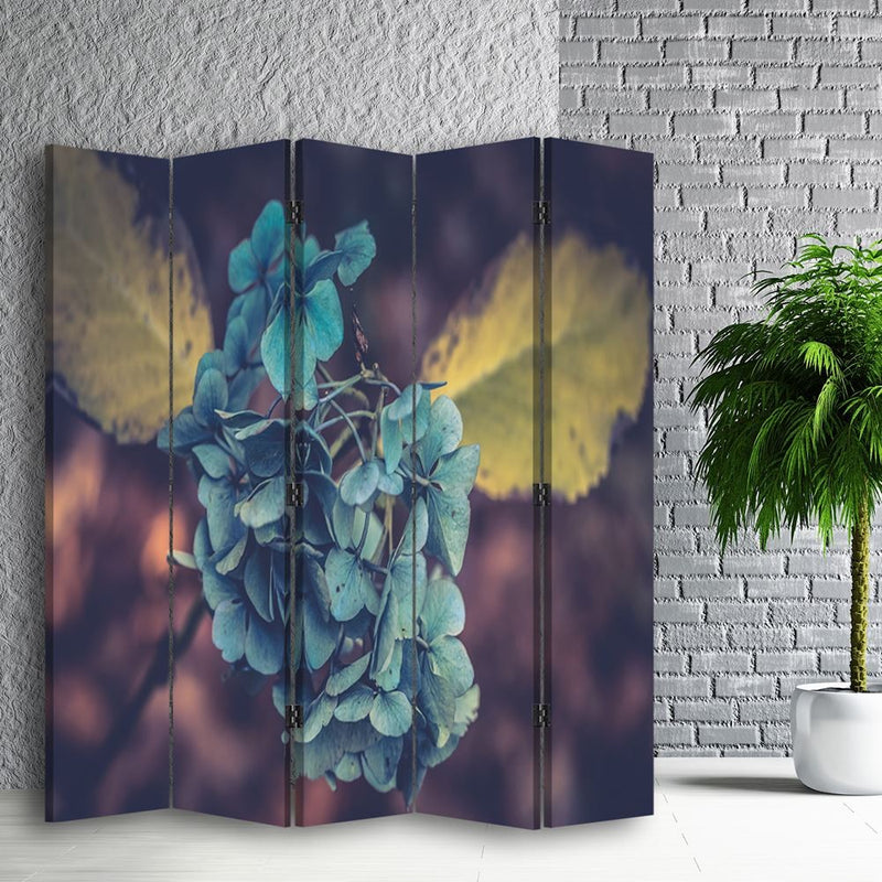 Room divider Double-sided rotatable, Turquoise flower in macro scale