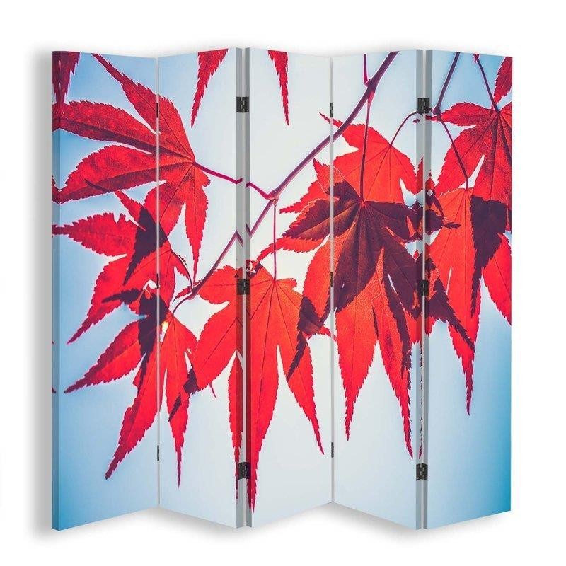 Room divider Double-sided rotatable, Red leaves in autumn
