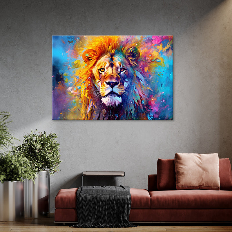 Deco panel print, Colourful Lion Abstraction