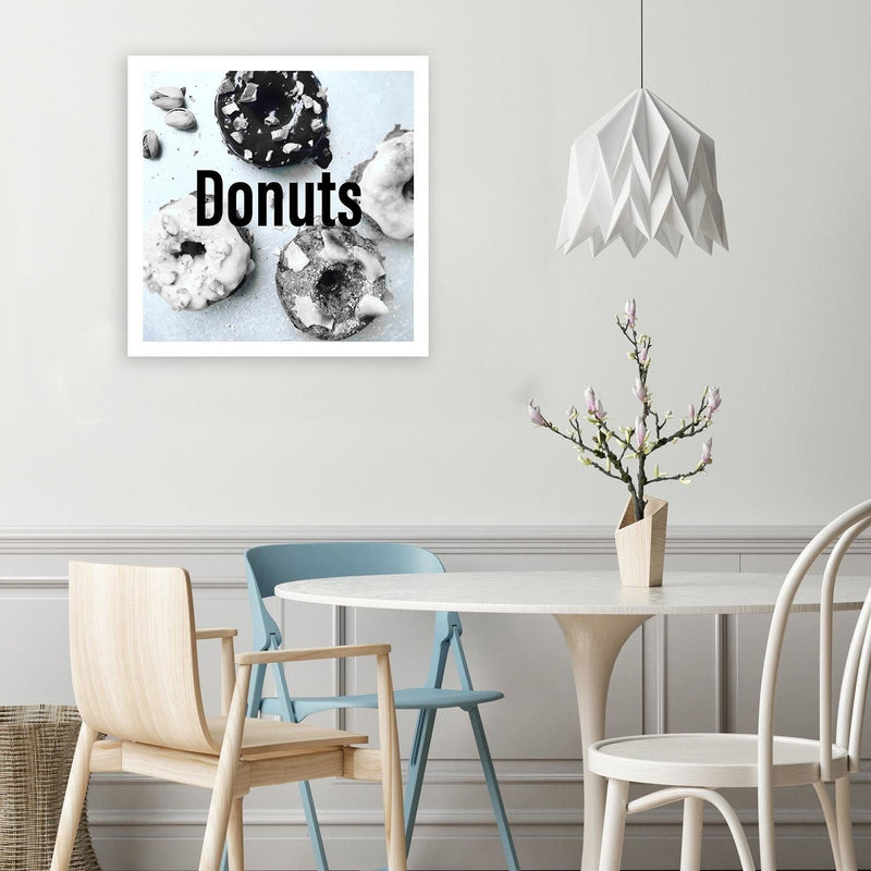 Panel decorativo estampado, Donuts en blanco y negro