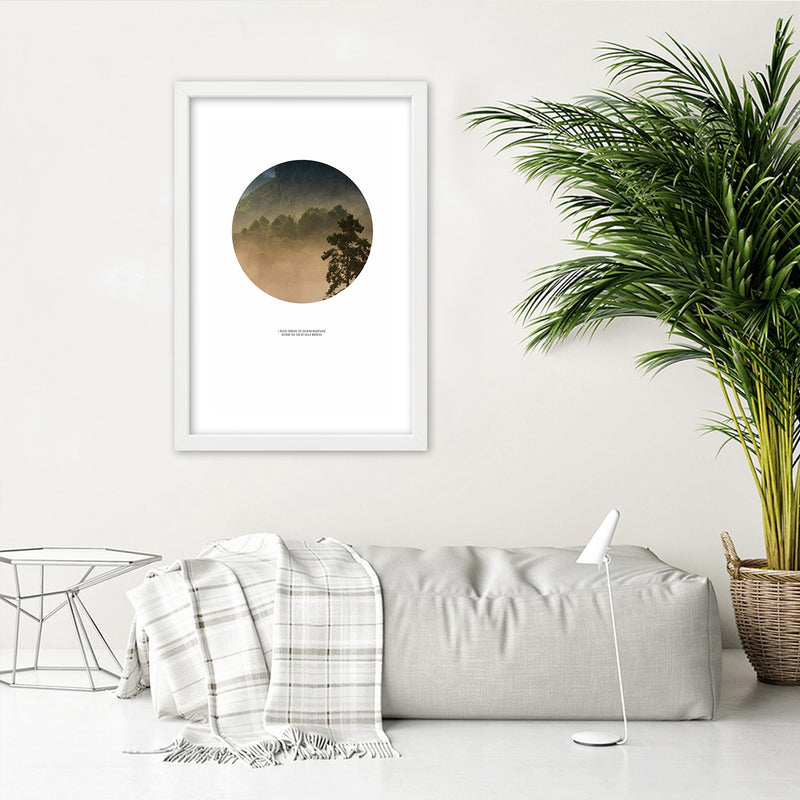 Picture in white frame, Forest in a circle
