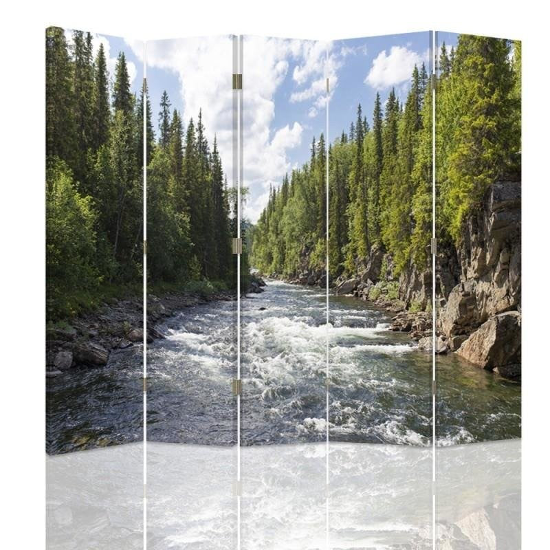 Room divider Double-sided, Rushing river in the forest