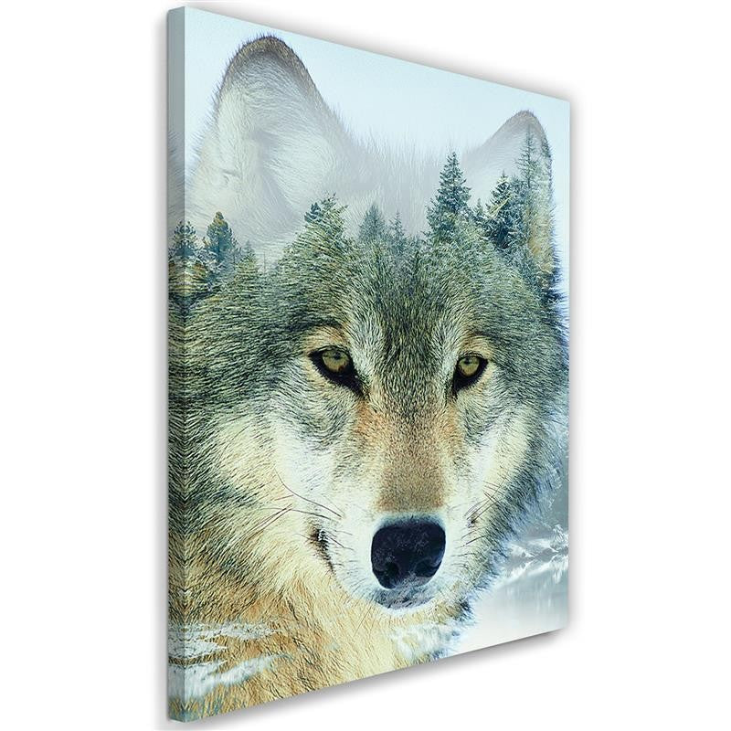 Canvas print, Wolf in the forest background