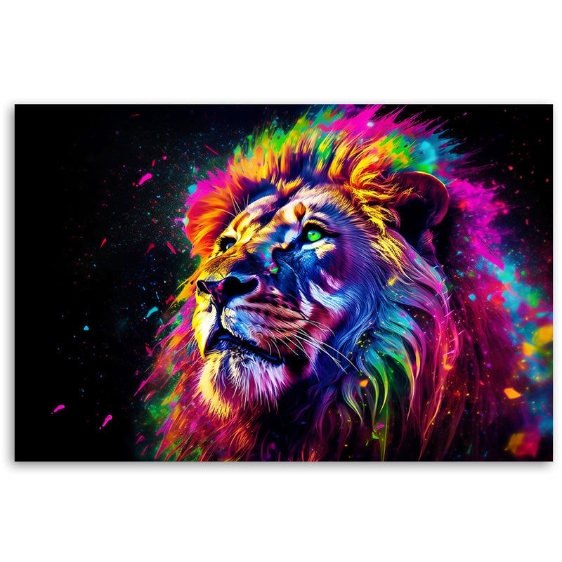 Deco panel print, Neon Lion Coloured
