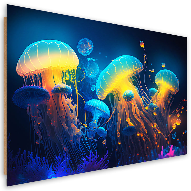 Impresión de panel decorativo, abstracción del mar de neón