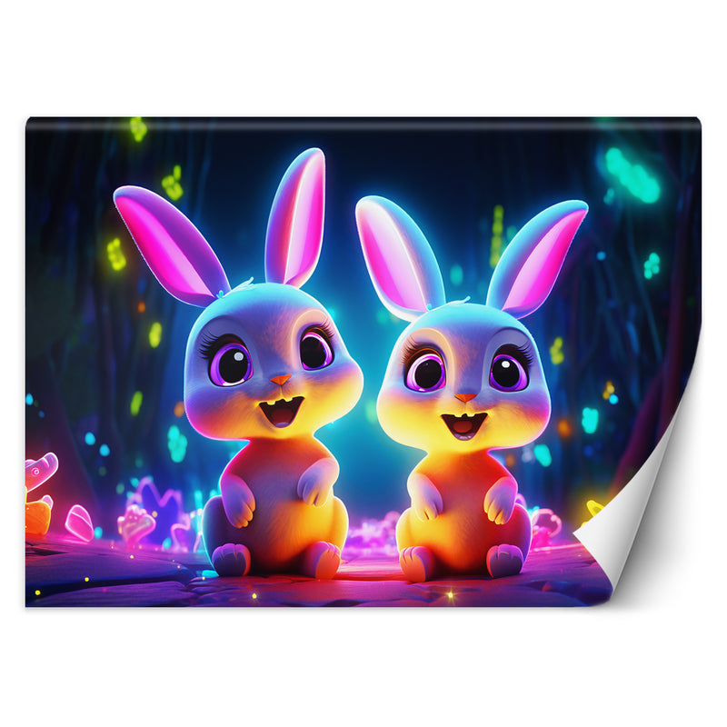 Wallpaper, Cartoon bunnies neon