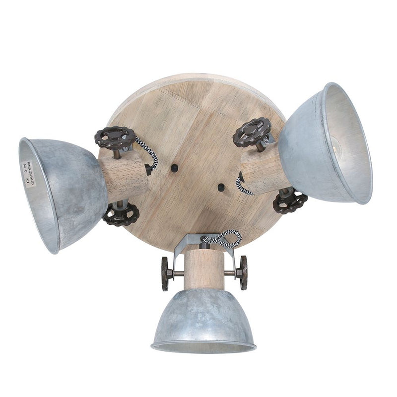 Spotlight Gearwood metal light wood E27 3 lamps