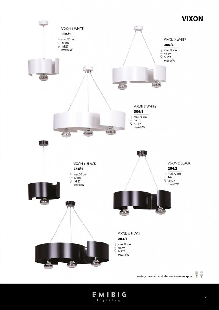 VIXON pendant lamp 1L, white, E27