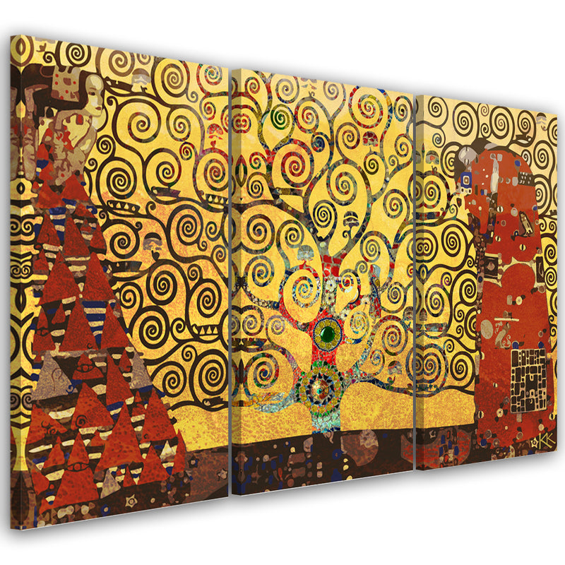 Three piece picture canvas print, Tree of life abstract