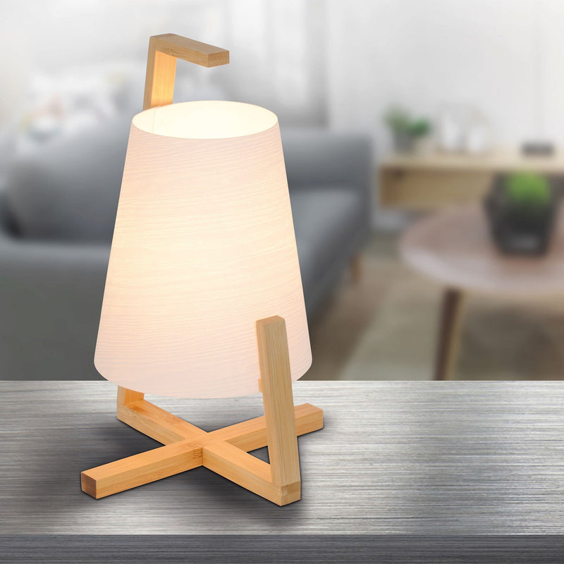 Bamboo Table Lamp with Plastic Shade Shoji