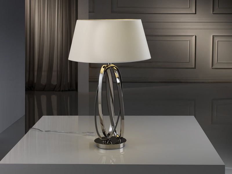 OVALOS table lamp, 1l, nickel