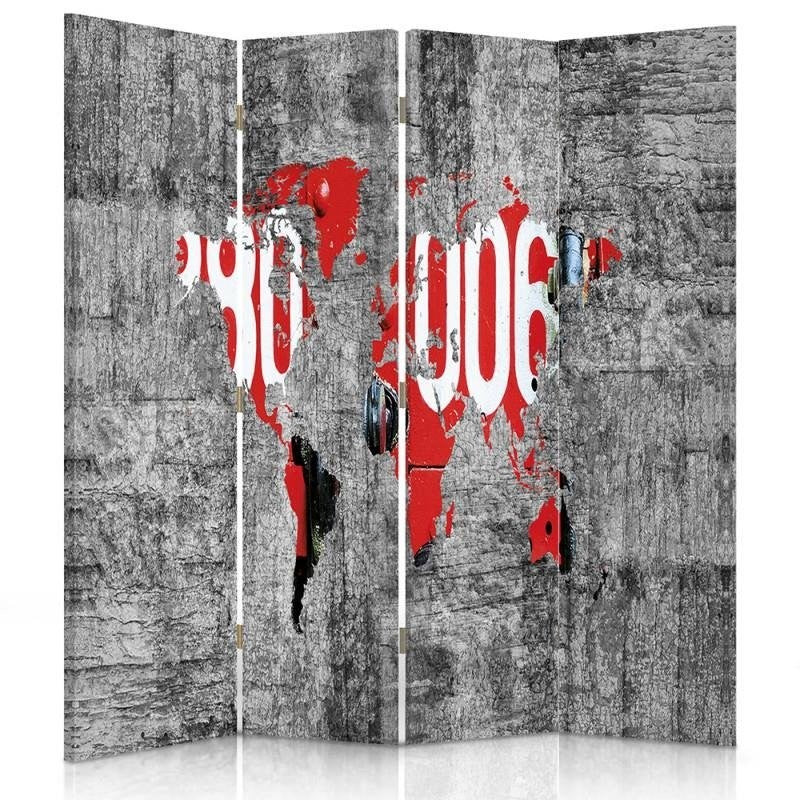 Room divider Double-sided, Stylish world map