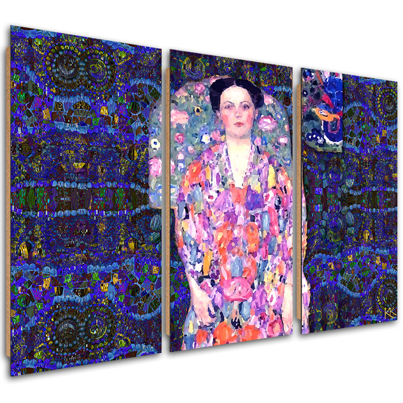Panel decorativo con cuadros de tres piezas, Retrato de Eugenia Primavesi