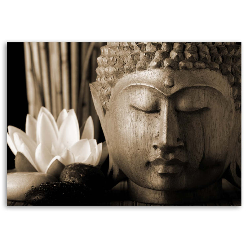 Deco panel print, Buddha head with lily