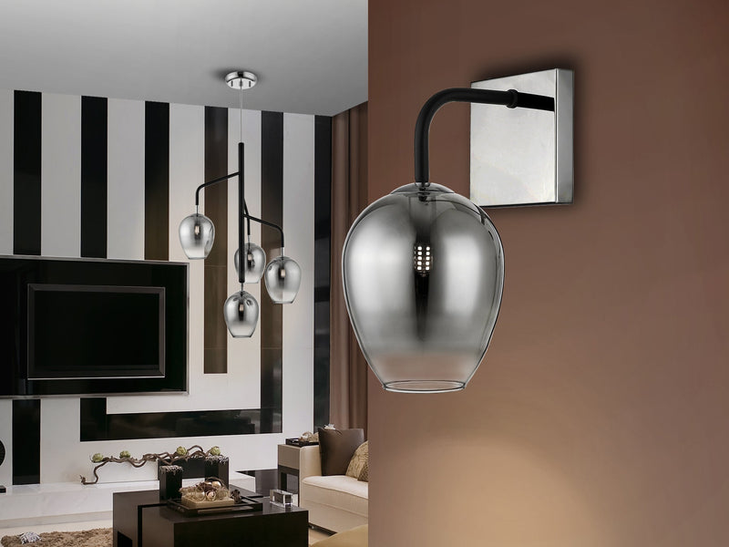 IZAR wall lamp 1l, black/chrome