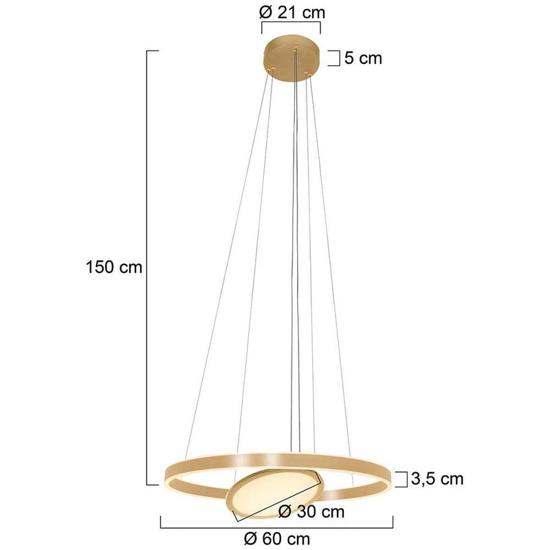 Pendant Ringlux glass gold LED 2 lamps