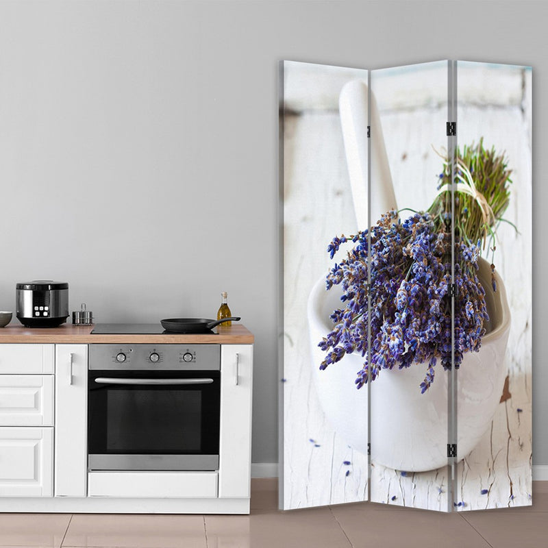 Room divider Double-sided rotatable, Bouquet of lavender and mortar