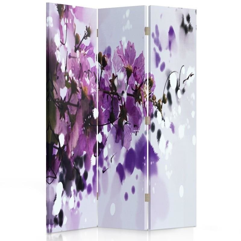 Separador de ambientes giratorio por ambos lados, La belleza de las flores violetas