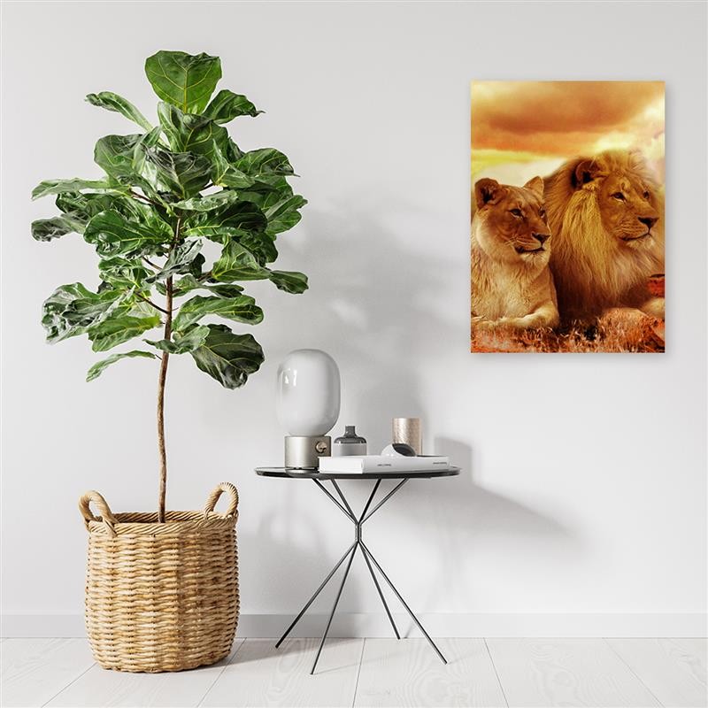Panel decorativo estampado, El rey león y la leona