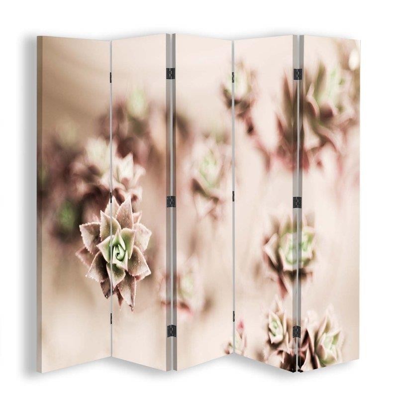Room divider Double-sided rotatable, Succulents on a macro scale