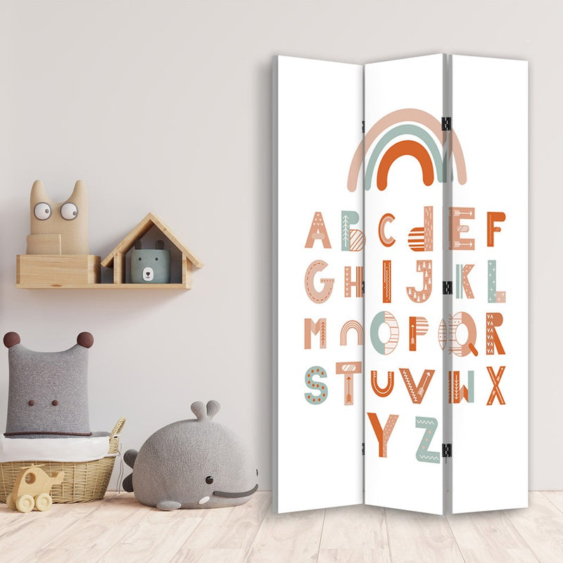 Room divider Double-sided rotatable, Alphabet with rainbow
