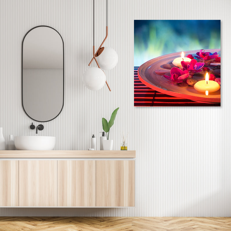 Canvas print, Floating flowers and zen stones