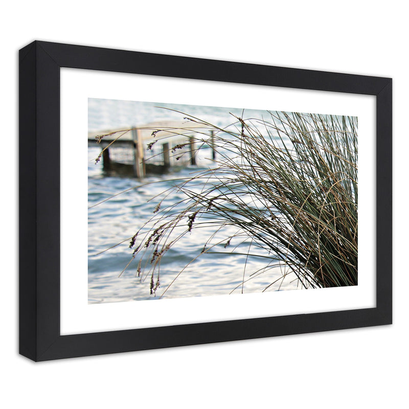 Picture in black frame, Jetty on the sea