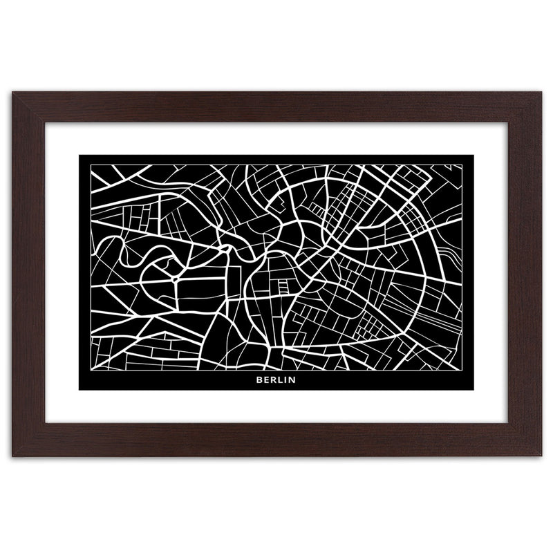 Picture in brown frame, City plan berlin