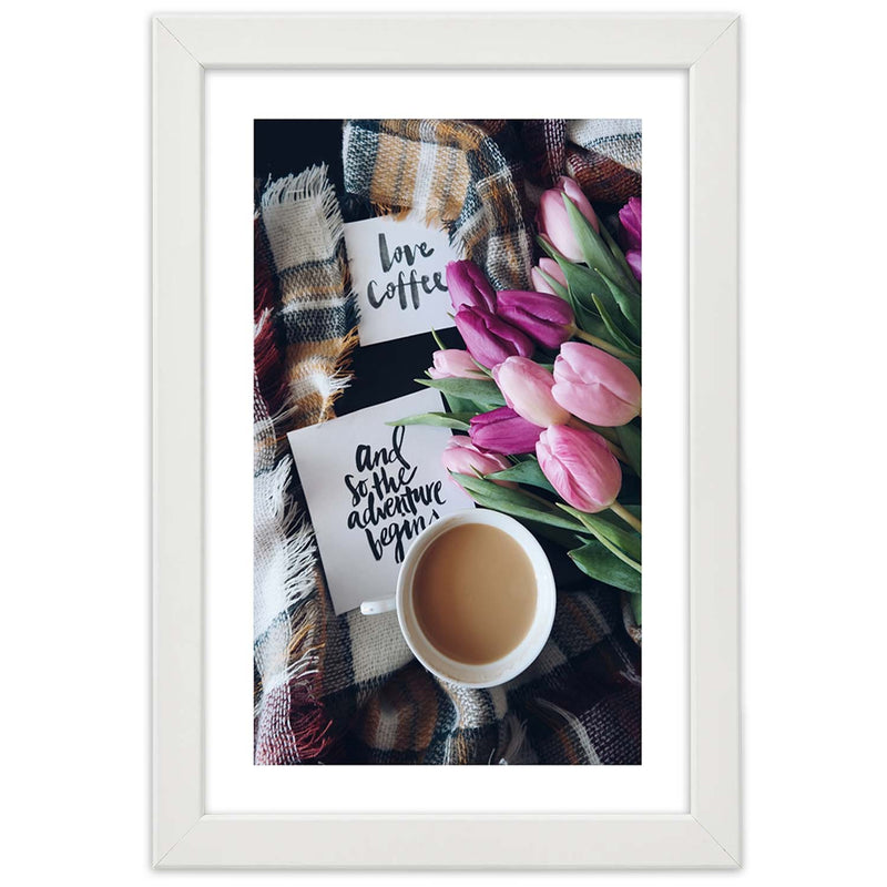 Picture in white frame, Coffee morning