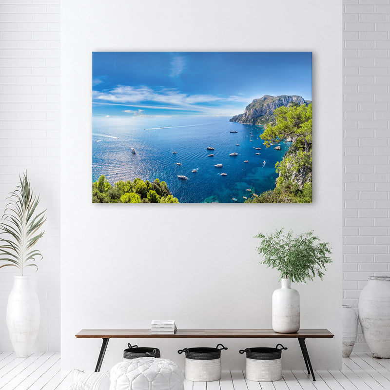Canvas print, Island panorama Sea Ships
