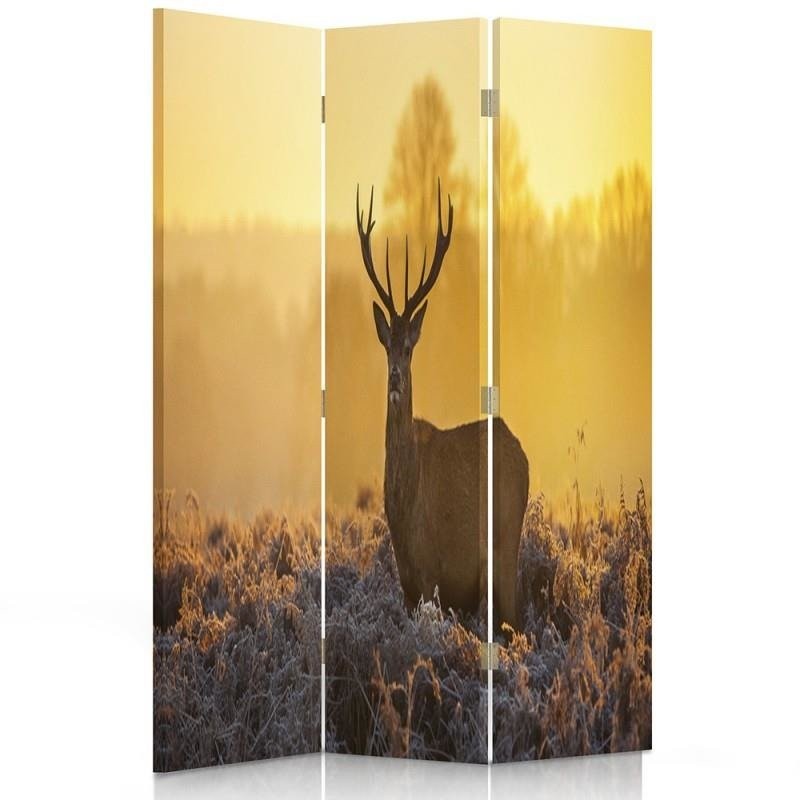 Room divider Double-sided rotatable, Deer in the sunset