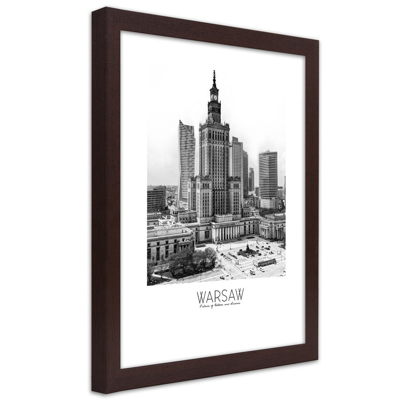 Picture in brown frame, Palace of culture in warsaw