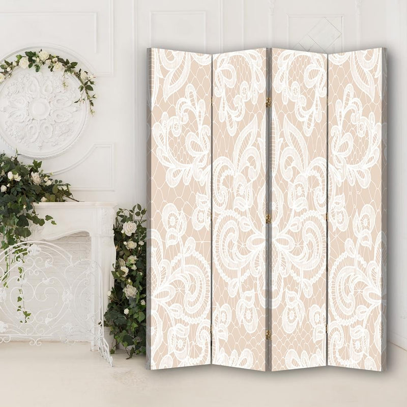 Room divider Double-sided rotatable, Beige ornament