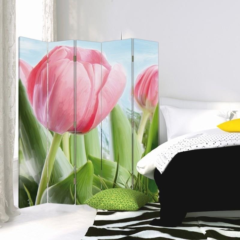 Room divider Double-sided, A big pink tulip