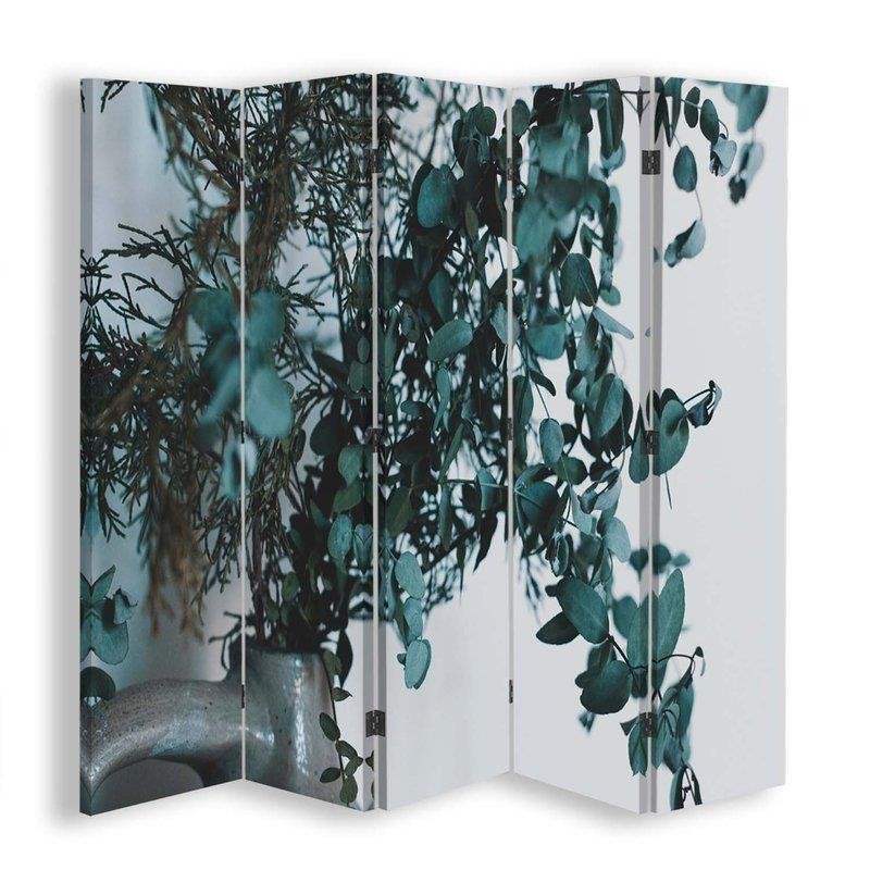Room divider Double-sided rotatable, Green plant in a vase