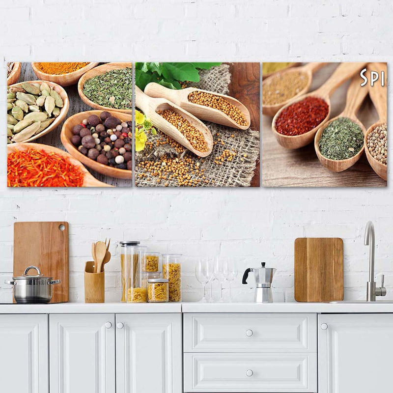 Set of three pictures canvas print, Spices of the world